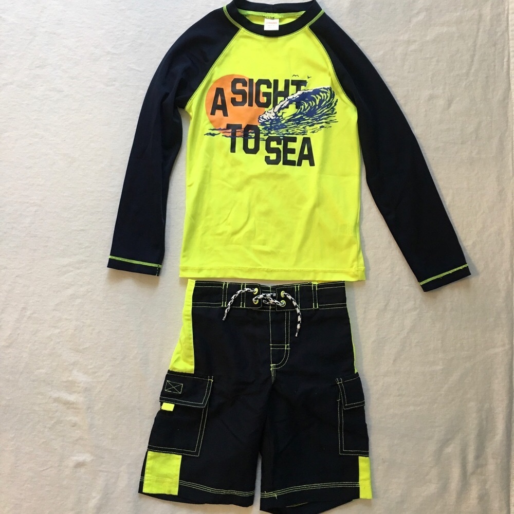 Swim trunks and long sleeve rashguard set 🌊